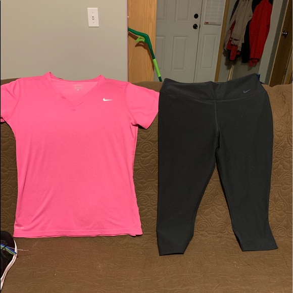 Nike Tops - (2) EUC CUTE NIKE DRI FIT CAPRI OUTFIT SIZE LARGE